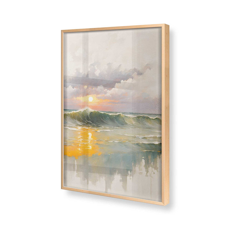 Golden Waves at Sunset I Print, H 11 po x l 9 po, Érable brut