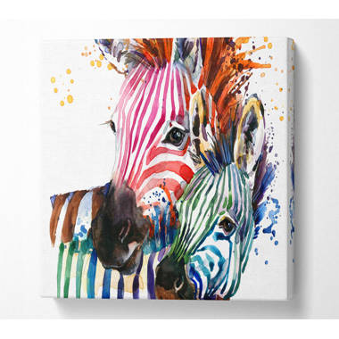 East Urban Home Multicoloured Rainbow Zebra Wild Life - No Frame