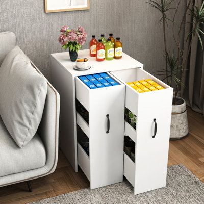 Bibliothèque sur pied à 3 niveaux avec tiroir coulissant et plusieurs options de rangement, blanc, P 20,37 po, idéal pour la profondeur de bureau,