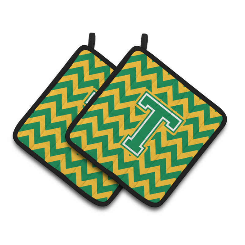 Poignée à chevrons, T, Vert/doré