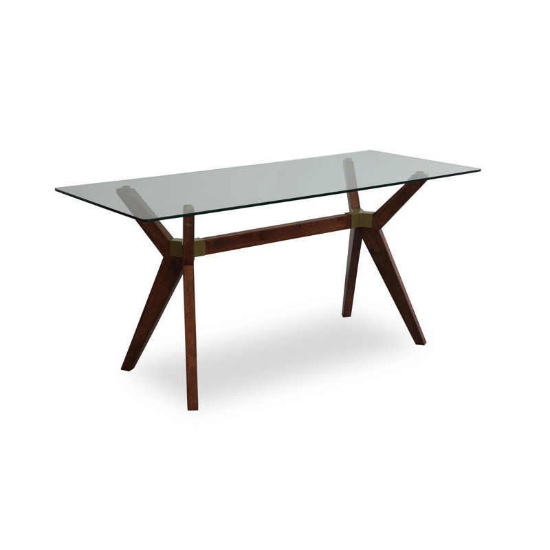 Bureau en verre Walter, Noyer / Laiton