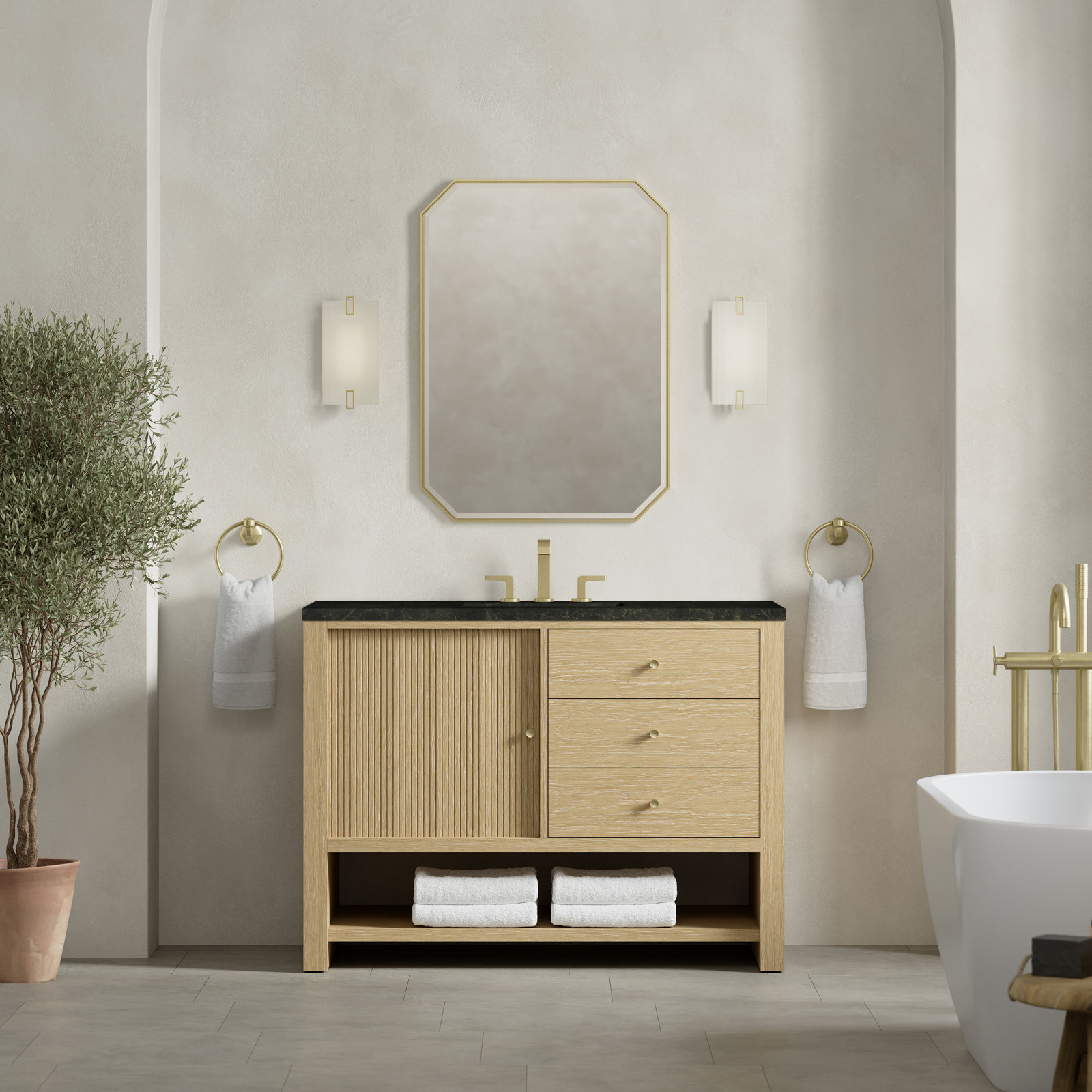 Marigot 48'' Single Bathroom Vanity, Phantome Eclos, 8" Widespread