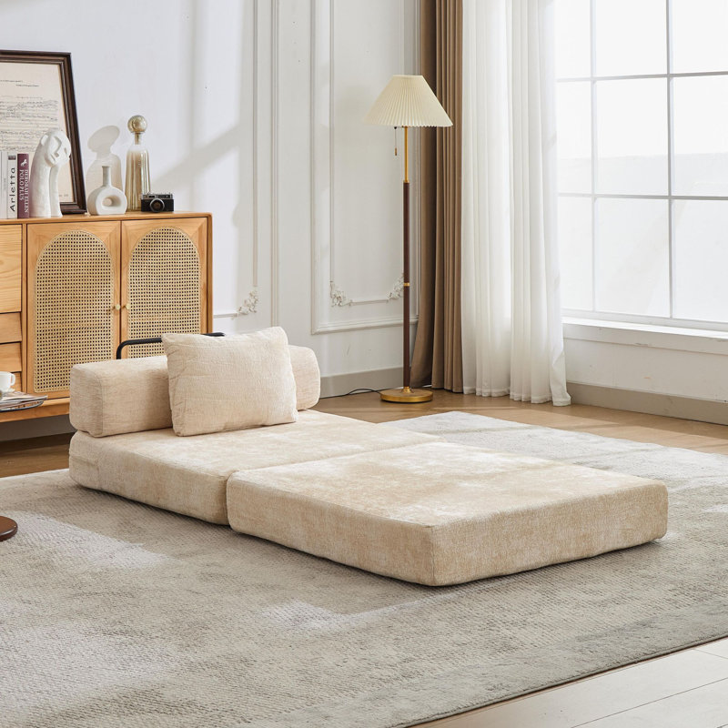 Canapé-lit de plancher convertible à compression avec structure de forme fixe, canapé modulaire à assise simple sans os, sans assemblage, idéal pour plusieurs espaces