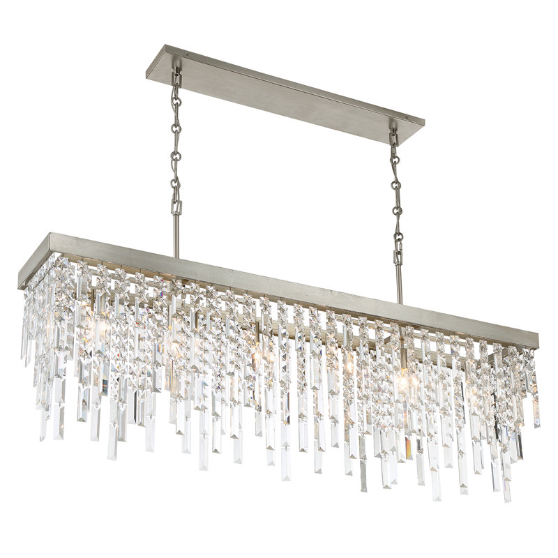 Lustre linéaire argenté antique 6 lumières Meily