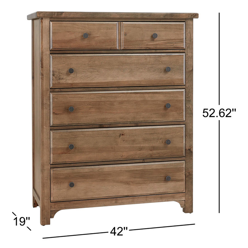 Dragomir 42'' W 5 - Drawer Dresser, Natural