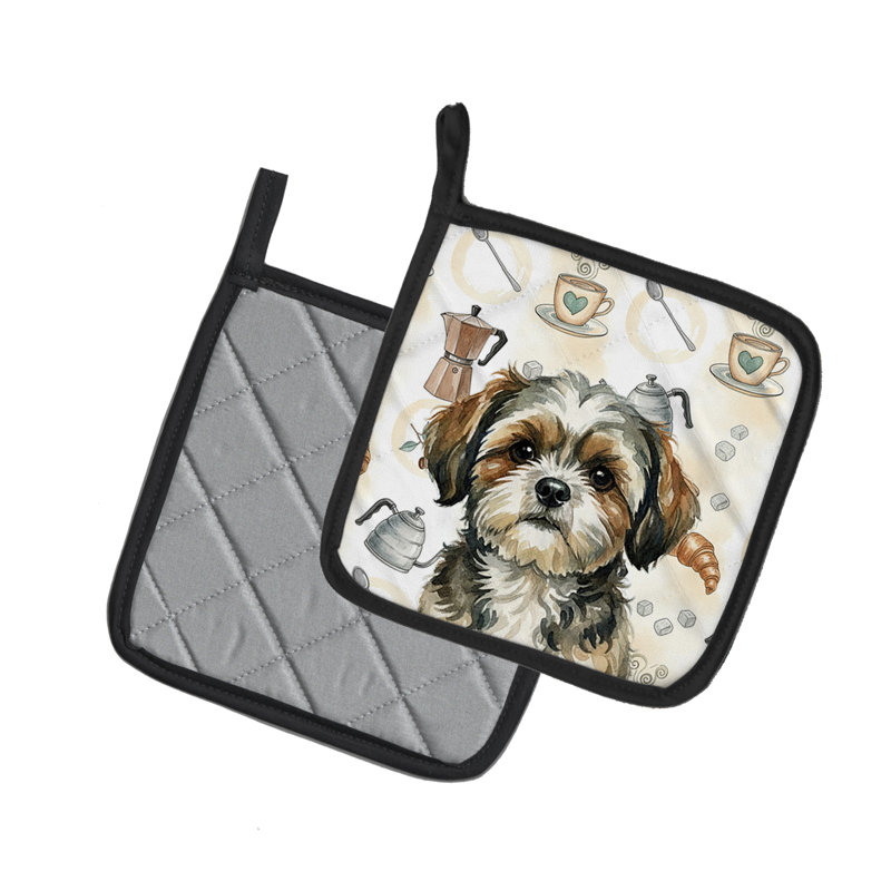 Paire de porte-casseroles Brindle Shih Tzu