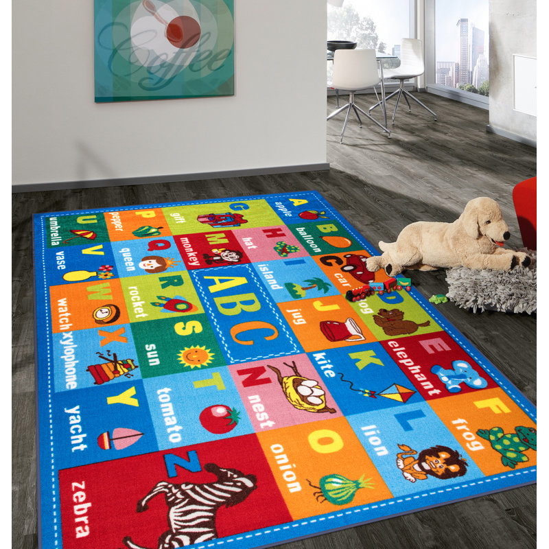 Jeromy Tufted Kids Multi-Colored Non-Slip Rubber-back Area Rug, Rectangle 5' x 7'