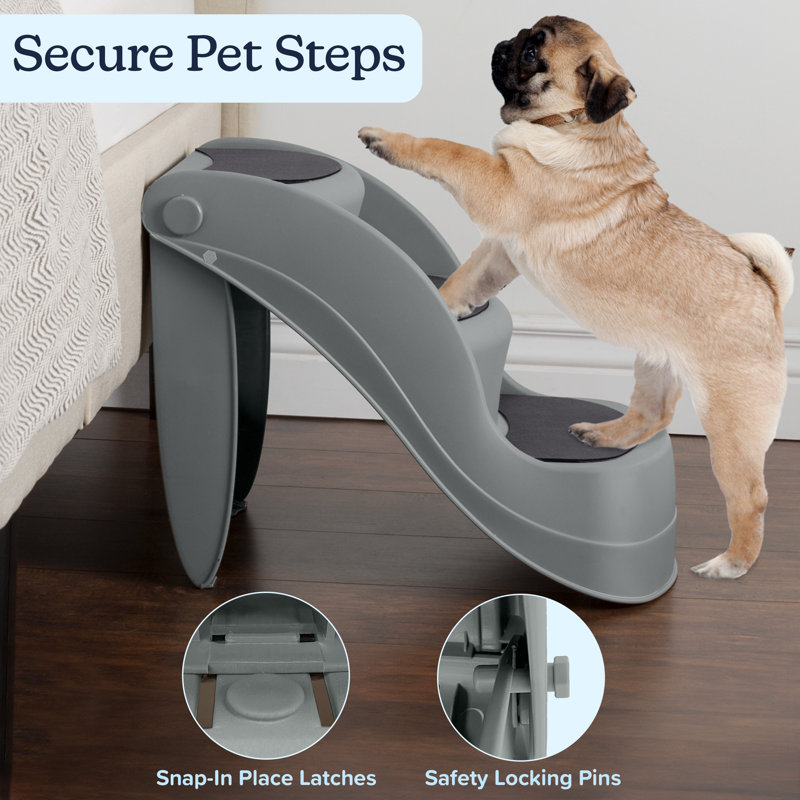 Escalier 3 marches pour petits animaux PETMAker, Gris