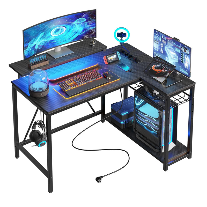 Lippencott L-Shaped Computer Desk, Black