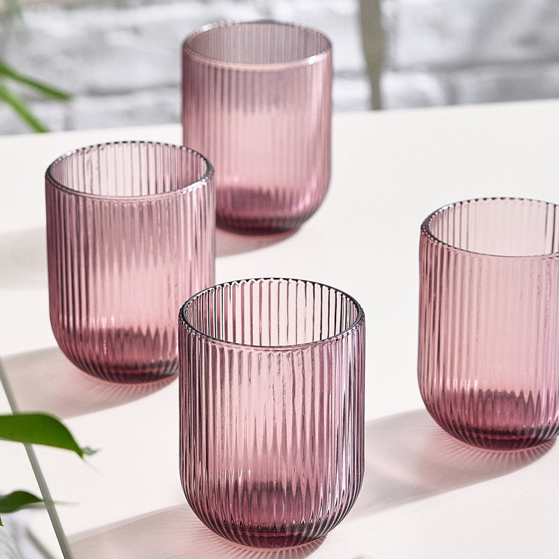 Chanyia Drinking Glass Set, Pink, 9.50" H