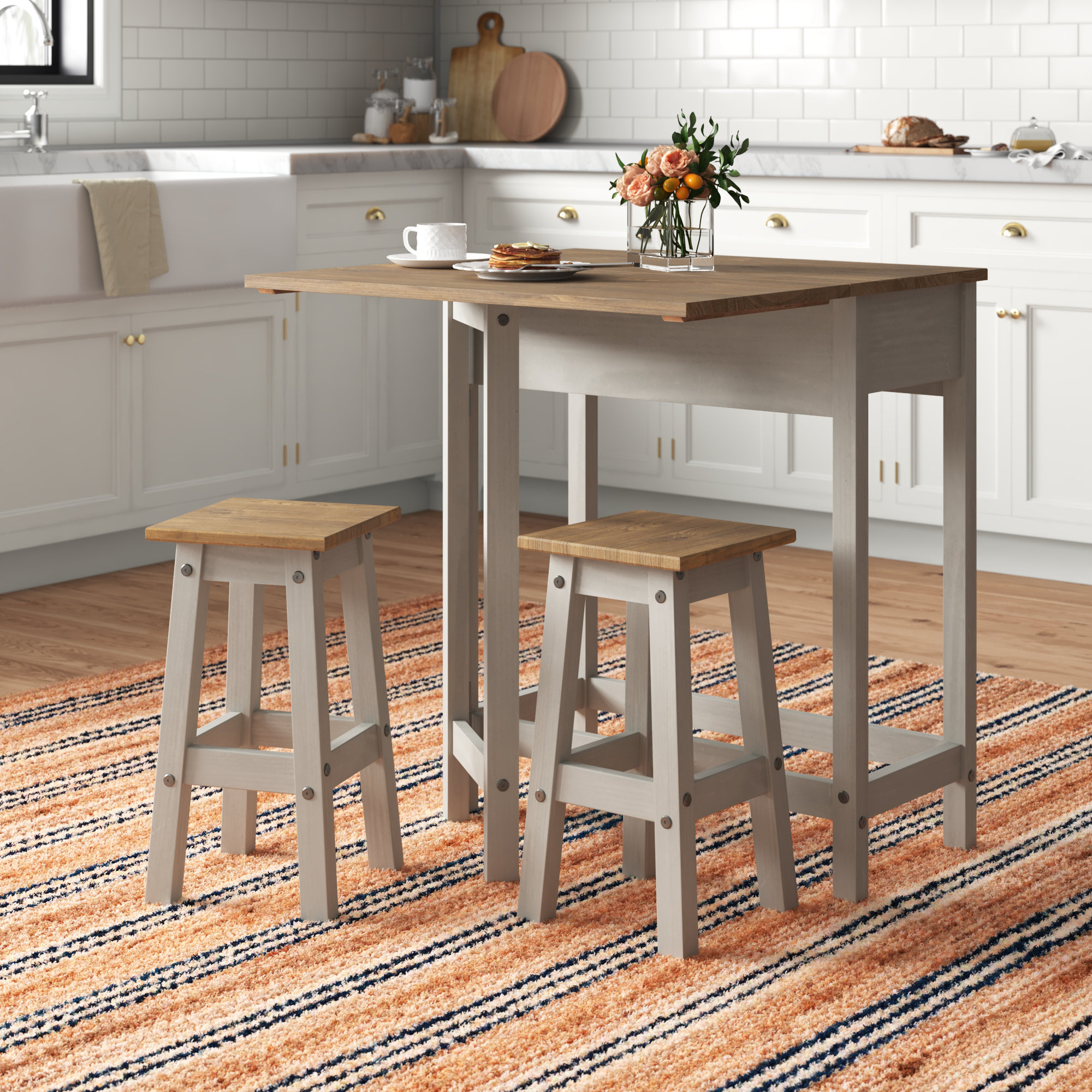 Three Posts Morehouse Person Drop Leaf Pine Solid Wood Dining