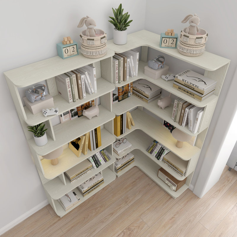 Bibliothèque d'angle compacte + bibliothèque extensible, Chêne blanc