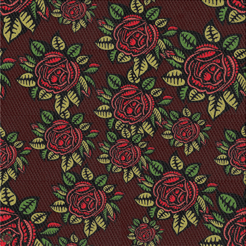 Tapis rose / brun / jaune Heimskringla, Carré 6 pi