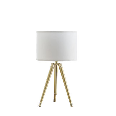35.5" - 25.75"H Adjustable Hieght Brass/Shiny Gold Modern Tripod Table Lamp for Living Room, Nightstand Bedside Table Lamp for Bedroom, LED Lamp