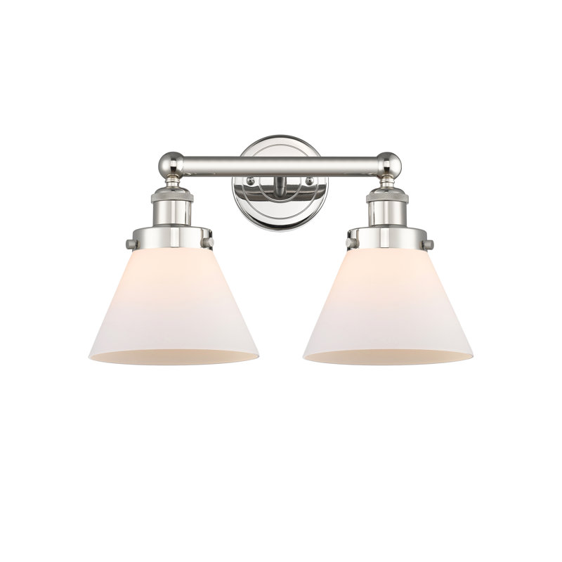 2 - Light Dimmable Vanity Light, Matte White, Polished Nickel