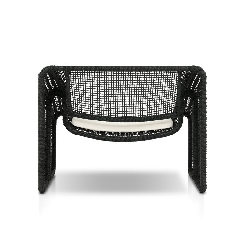 Selma Outdoor Lounge Chair, Ivory/Faux Black Hyacinth