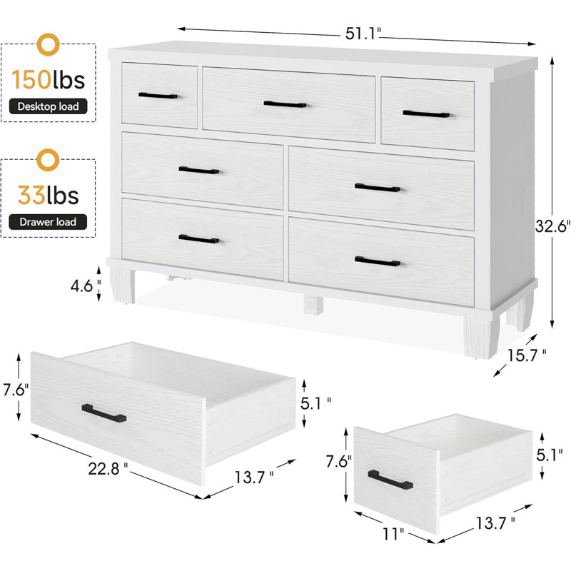 51.1cm W 7 - Drawer Chest of Drawers