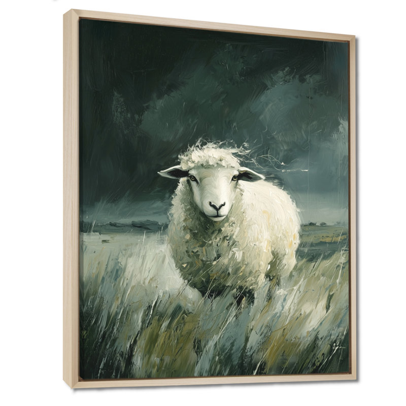 Art mural mural «Mouton», Impression encadrée flottante, Crème, crème, H 20 po x l 12 po