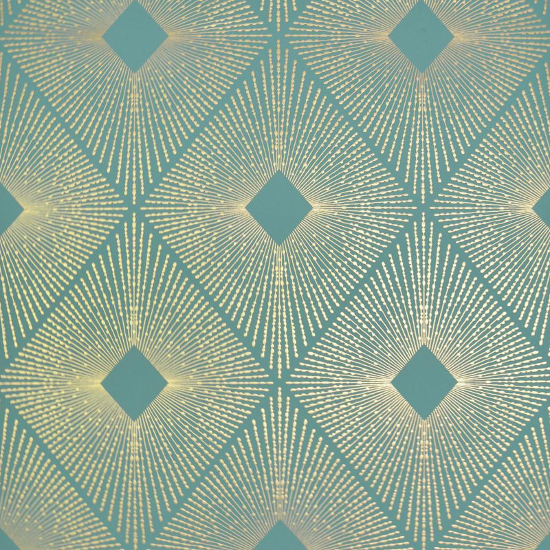 Antonina Vella Modern Metals Geometric Metallic Wallpaper Double Roll by Antonia Vella, Teal/Gold