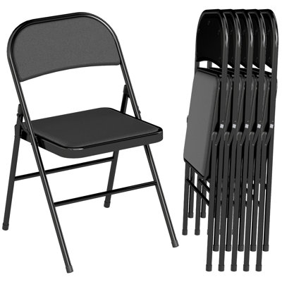 Chaises pliantes en métal avec coussin en cuir PU et chaises pliantes noires