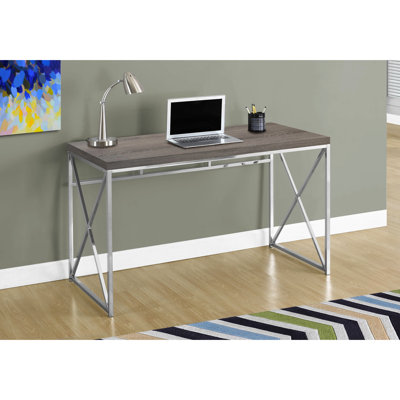 Table d'ordinateur polyvalente pour petites maisons - base moderne en stratifié taupe, 46,57 po Bureau d'écriture avec base en métal brun et métal, 47 po, 24 po et 30 po