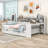Multifunctional Wooden Daybed with Built-in Desk, Side Storage Shelves and Drawers-1302649863-1302649857