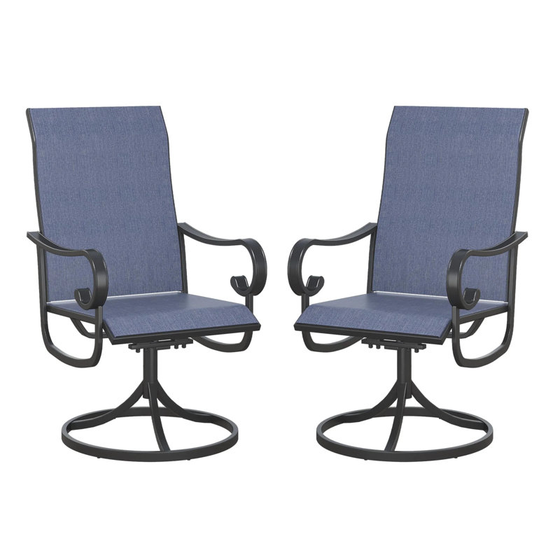 Fauteuil de salle à manger d'extérieur Beidleman, Bleu / Noir
