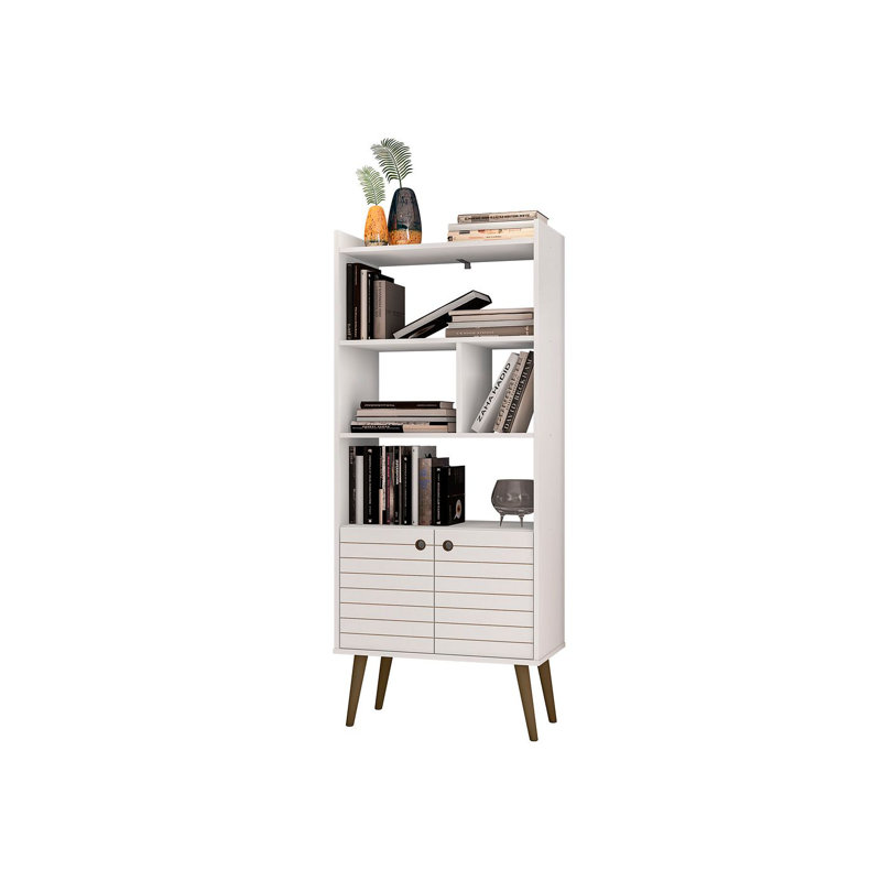 Helaina Geometric Storage Bookcase, White