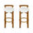 Indoor Wooden Low Back Barstool, Walnut Finished, Set Of 2