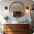Rustic Farmhouse Wall Sconce Set, 2 Faux Wood & Metal Vanity Lights With Clear Glass Shades For Bathroom, Bedroom