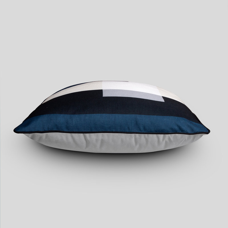 Bright Geometric Square Pillow Cover, Navy Blue