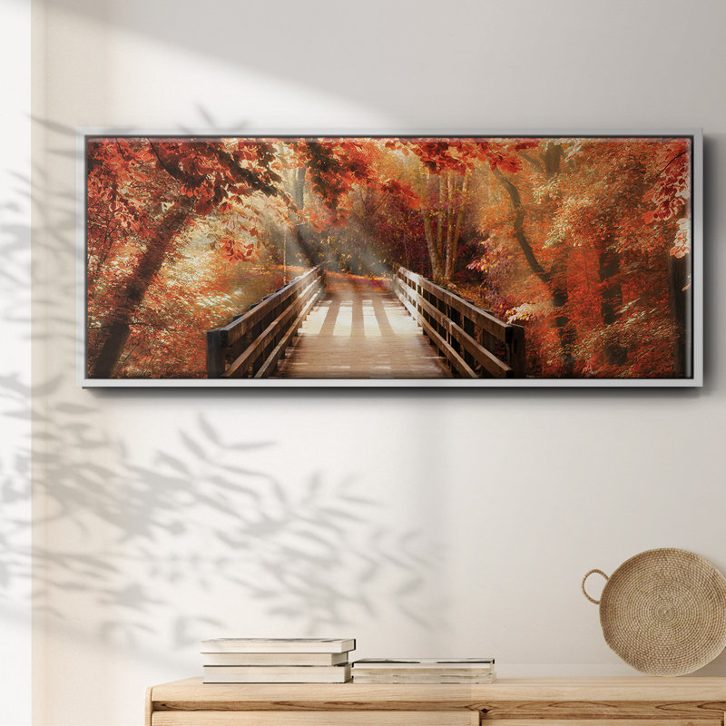 Autumn Bridge- Framed Canvas, 24" H x 60" W