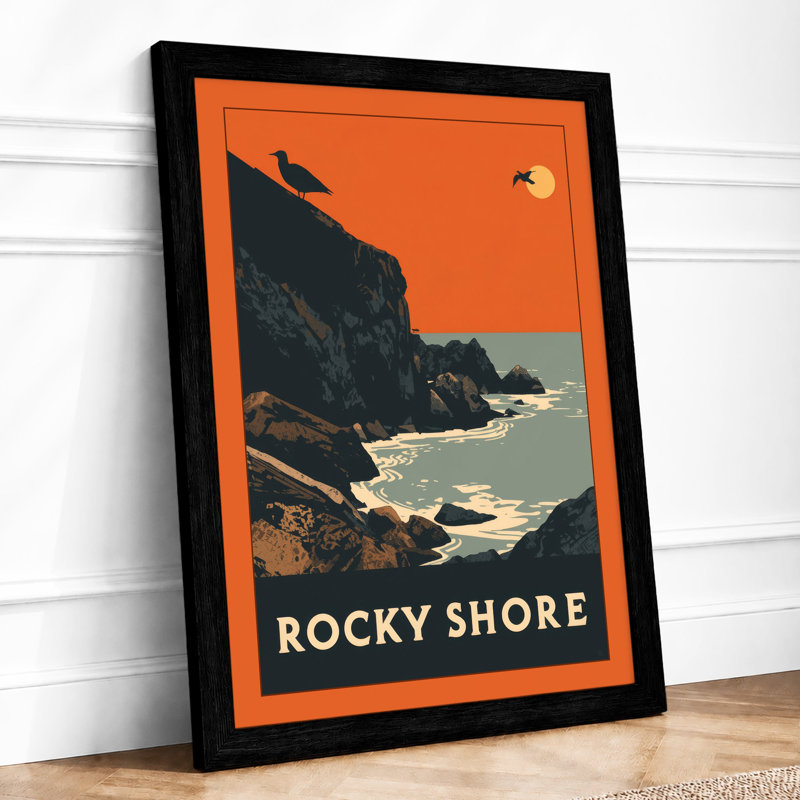 Rocky Shore Vintage - Print, A1 - 84.1 x 59.4 cm, Black