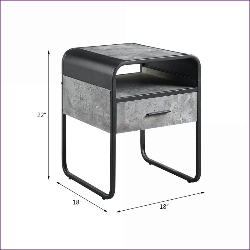 Gris béton Table basse noire moderne avec tiroir, peu encombrante Facile à assembler pour le salon