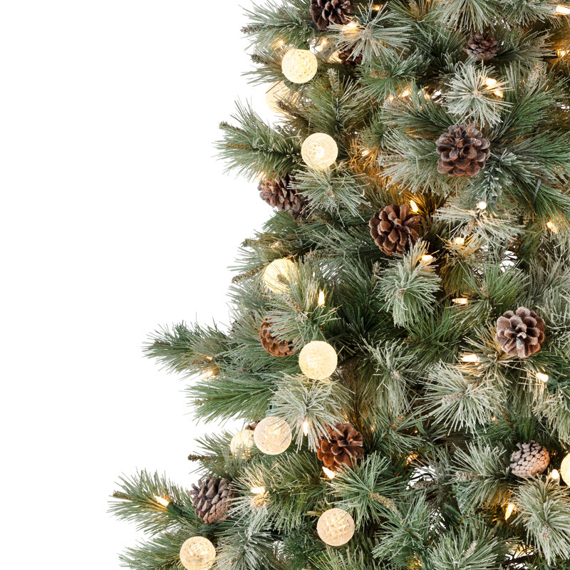 Pre-Lit Medium Artificial Bottle Brush Christmas Tree -Warm White LED Lights, 7.5'
