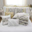 Pièces ensembles de literie en percale de coton grand lit, maison de chambre de ferme jaune