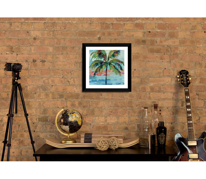 «California Palm I», reproduction de peinture à l'aquarelle, H 24 po x l 24 po x P 1 po, Papier encadré noir