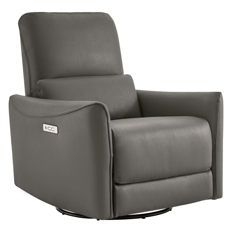 Fauteuil inclinable électrique pivotant en cuir Mikkel, Similicuir gris anthracite