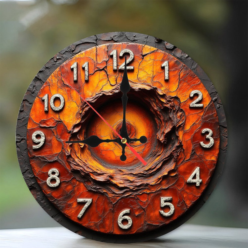 Orange Lava Rock Textured Wall Clock