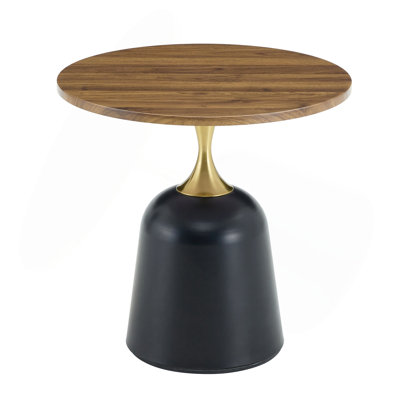 Table basse de 23,6 pouces avec table d'appoint circulaire, table de salon à base en métal, décoration simple et moderne en grain de bois de noyer, table de marchandage, bureau de tête de lit à canapé circulaire unique.