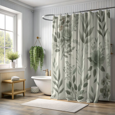 Rideau de douche standard 1 pièce Green Blossom Dream