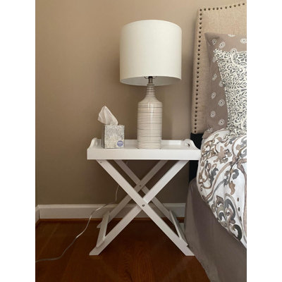 Contemporary Side Table with Removable Tray Top Portable End Furniture