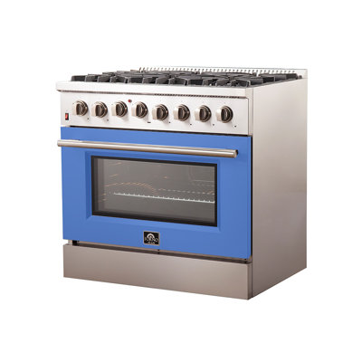Forno Galiano 36" Dual Fuel Range in white, black, blue or red, 83,000 BTU, 5.36 cu.ft. Oven