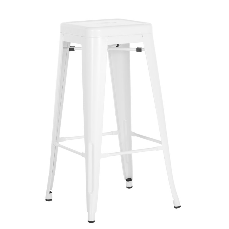 Wright Stackable Metal 30" Patio Bar Stool, White