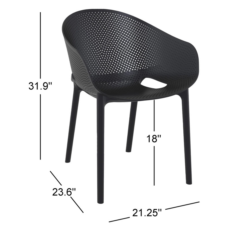 Chaise d'appoint empilable pour patio Farrah, Noir, noir, noir, noir