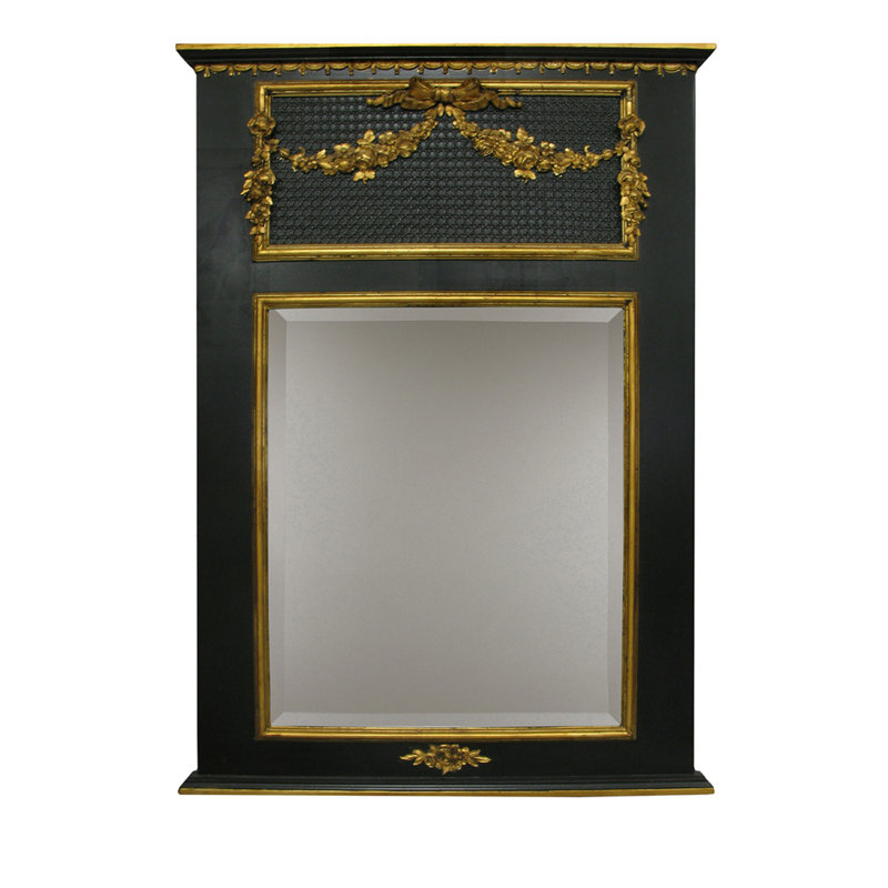 Trumeau Flat Wall Mirror, Black/Gold