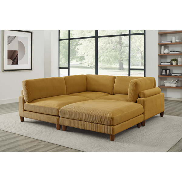 Jumbo Cord High Back Cushions Corner Sofa Footstool Or 3+2