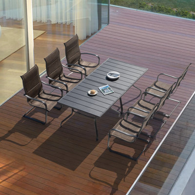 Square Metal Outdoor Dining Table With Umbrella Hole , 94cm cm W 94cm cm D