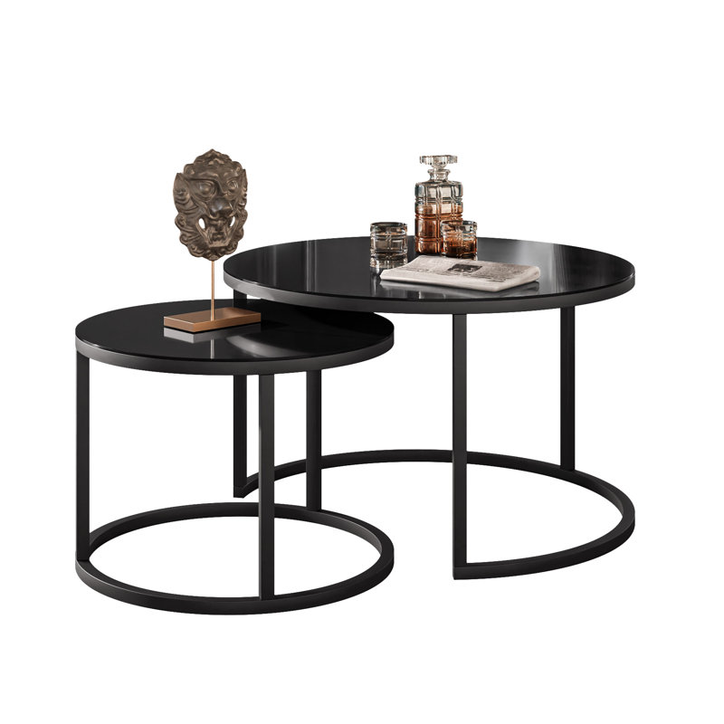 Perryton Frame 2 Piece Coffee Table, Black