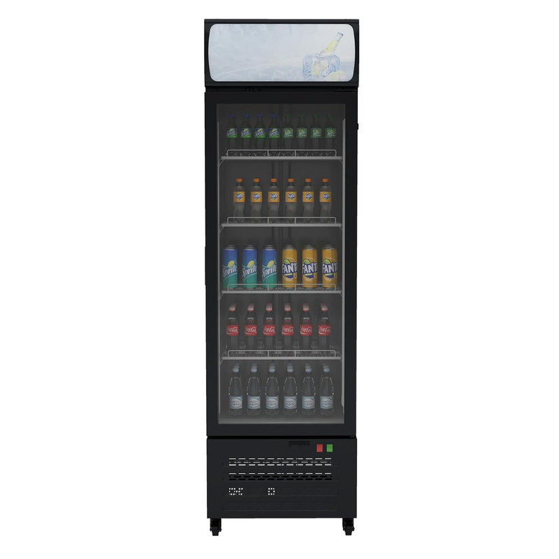 11.3 Cu. Ft. Commercial Refrigerator Display Cabinet, Beverage Chiller, Single Glass Door Display Refrigerator, Double Glazed With LED Lights, 4 Storage Shelves, Upright Refrigerator